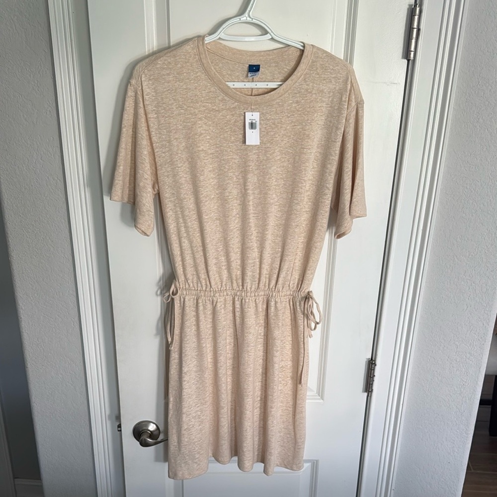Old Navy Tan Midi Sundress Short Sleeve Crew Neck NEW W TAG!